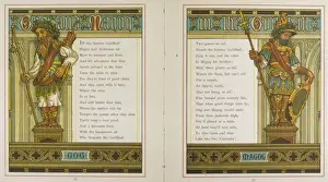 Prints of GOG and MAGOG, the two English giants whose statues are at the Guildhall, London Date: 1883 Famous Statue Prints: Gog and Magog Print, 1883