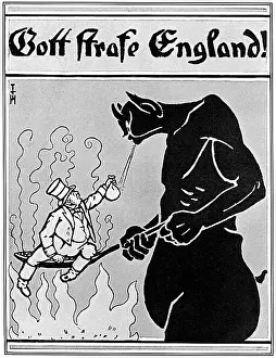 Prints of A reproduction of a German poster from the First World War reproduced in The Tatler magazine Poster Prints: Gott Strafe England Print - German WW1 Poster, 1915