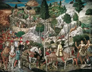 Prints of Gozzoli, Benozzo di Lese, called Benozzo (1420-1497). Procession of the Youngest King. 1459-1460. ITALY. Florence. Medici Riccardi Palace. The Magi with Lorenzo the Magnificent and his retinue Italy Prints: Benozzo Gozzoli Print: The Magi with Lorenzo the Magnificent