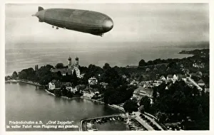 The Graf Zeppelin flying over Friedrichshafen, Germany The Graf Zeppelin flying over Friedrichshafen, Germany