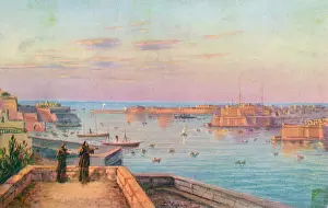 Prints of Grand Harbour - Valletta, Malta Date: circa 1910s Malta Prints: Grand Harbour - Valletta, Malta Print circa 1910s