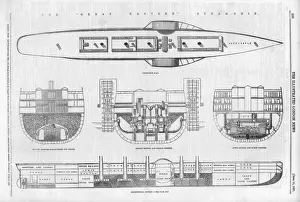 Victorian Era Engineering Prints: Great Eastern X-Section