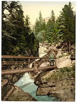 Historical Picturesque Views Prints: Great Kohlbach, Upper Waterfall, Tatra, Austro-Hungary