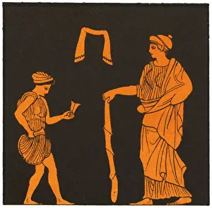 Prints of A dancing lesson : a woman instructs a young girl Dance Prints: Greek Dancing Lesson Print