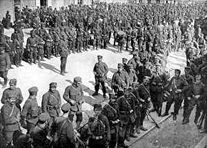 Greek troops gathered on the docks at Salonika Greek troops gathered on the docks at Salonika