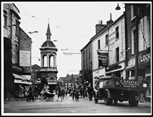 Prints of Busy scene at the Old Market Place and Corn Exchange at Grimsby, Humberside, England Humberside Prints: Grimsby Street Scene Print