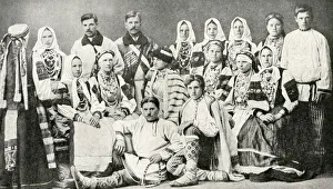 Group of men and women in traditional dress, Estonia Group of men and women in traditional dress, Estonia