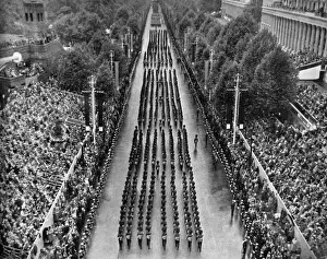 Buckingham Palace Parade Prints: Guards processing on the Coronation route, 1953