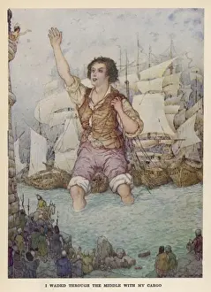 Gulliver Captures Blefuscu Fleet Print
