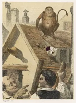 Jonathan Swift Illustrations Prints: Gulliver & the Monkey