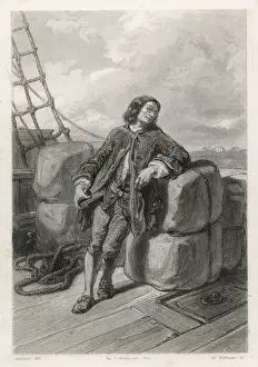 Literary Character Art Prints: Gulliver on his Ship