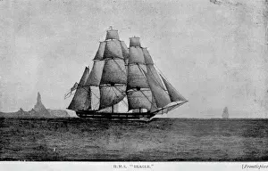 Prints of Frontispiece from A Naturalists Voyage Round the World (1912) by Charles Darwin Charles Darwin Prints: HMS Beagle Frontispiece Print (1912) by Charles Darwin
