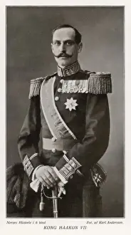 Prints of HaKON VII King of Norway (1905-57); formerly Prince Charles of Denmark, son of Frederick VIII Denmark Prints: Haakon VII Print - King of Norway Portrait