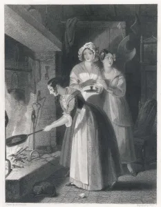 Halloween Prints: Dumb Cake Print, 19th-century engraving