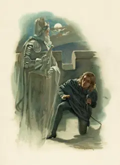 Shakespearean Drama Artwork Prints: Hamlet and Ghost / 1899