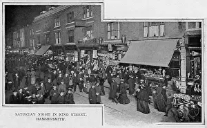 Prints of Saturday night in King Street. Date: 1900 Hammersmith Prints: Hammersmith King St Saturday Night Print 1900