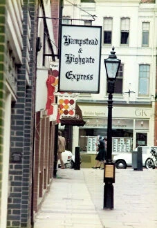 Picture Collection: Hampstead & Highgate Express sign in Hampstead, London
