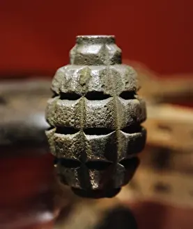 Prints of Hand Grenade used by the Latvian national partisans. Occupation Museum. Riga. Latvia Riga Prints: Latvian National Partisan Hand Grenade Print