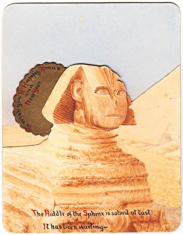 Handmade Christmas and New Year card with Sphinx Handmade Christmas and New Year card with Sphinx