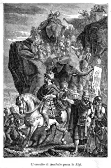 Hannibal crossing the Alps with his army and elephants Hannibal crossing the Alps with his army and elephants