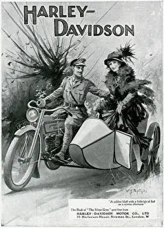 Harley-Davidson Prints: WW1 Harley-Davidson Advertisement Print 1915