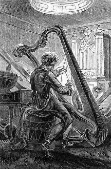Historical Musical Instruments Prints: Harp Maker 1827