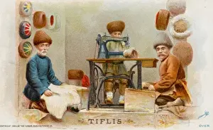 Singer Sewing Machine History Prints: Hatmakers from Georgia using a Singer Sewing Machine