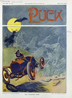 Early 20th Century Cartoons Online Prints: The haunted auto