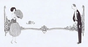 Header sketch of fashionable young lady and young man, 1921 Header sketch of fashionable young lady and young man, 1921