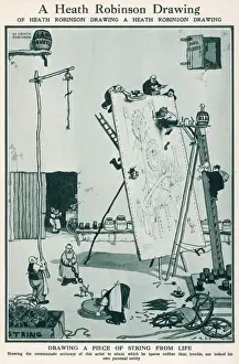 Heath Robinson Drawing a Piece of String from Life Print