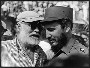 Fidel Castro Prints: Cuban Leader Fidel Castro with Ernest Hemingway Print