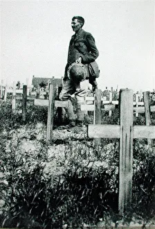 Henry Williamson in a cemetery somewhere in France Henry Williamson in a cemetery somewhere in France