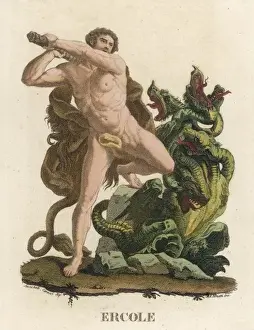 Classical Mythology Illustrations Prints: Herakles and the Hydra