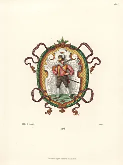 Heraldic shield of a gunmaster from an art Heraldic shield of a gunmaster from an art