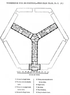 Second Floor Plan of Hexagonal Workhouse Print