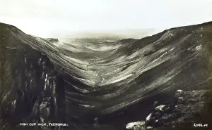 Prints of High Cup Nick - Teesdale, east side of the Pennines in County Durham Date: circa 1930s County Durham Prints: High Cup Nick Print - Teesdale Landscape circa 1930s