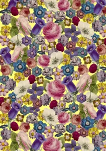 Pale Grey Floral Assemblage Repeating Pattern Print