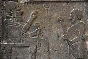 Hittite art. Stele of King Bar-Rakib (744-727 BC) sitting o Hittite art. Stele of King Bar-Rakib (744-727 BC) sitting o