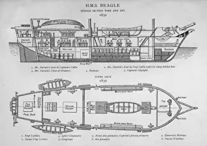 HMS Beagle Print - Engraving of Charles Darwin's Research Vessel