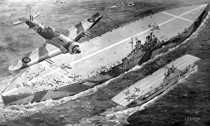 HMS Habbakuk with HMS Indefatigable, 1946 HMS Habbakuk with HMS Indefatigable, 1946