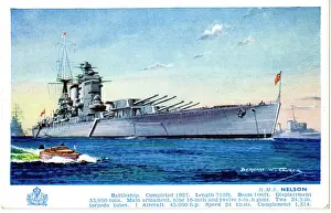 HMS Nelson Battleship Print, 1940s
