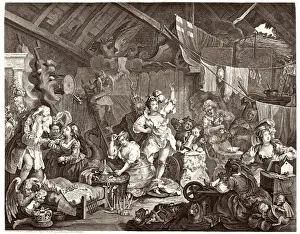 Prints of Strolling Actresses Dressing in a Barn Using a loophole in the law that defied actors to act outside London without a licence H Prints: Hogarth's Print of Strolling Actresses Defying the Law in a Barn