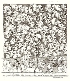 William Hogarth Prints: Hogarth Faces 1807 Print: A crowded scene of diverse characters