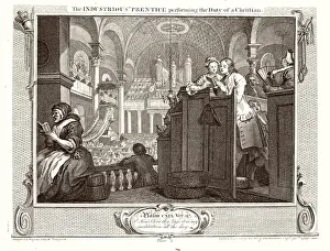 William Hogarth Prints: Hogarth's Print: Industrious Apprentice in Christian Duty