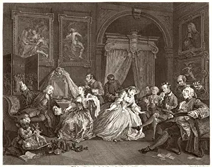 William Hogarth Prints: Hogarth Print: Marriage-Mode Toilette Scene