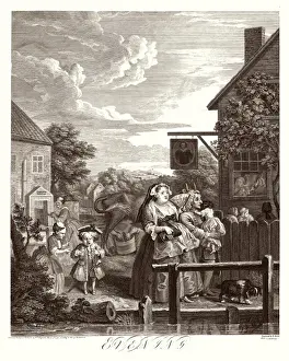 Hogarth Prints: Hogarth Times Evening