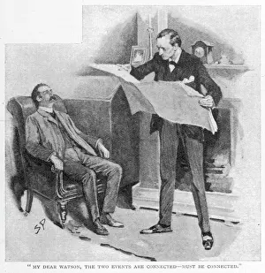 Sherlock Holmes Prints: Print of Sherlock Holmes and Dr. Watson at Baker Street