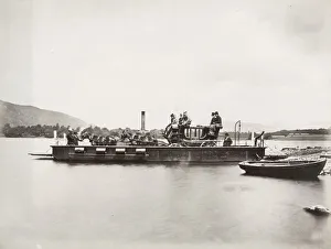 Horse and carriage on a steam ferry, England Horse and carriage on a steam ferry, England