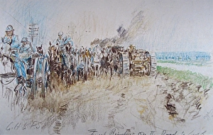Horse-drawn ammunition column and artillery towed Horse-drawn ammunition column and artillery towed