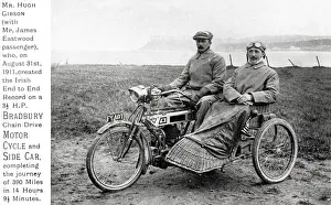 Hugh Gibson & James Eastwood on their 1911 Bradbury motorcyc Hugh Gibson & James Eastwood on their 1911 Bradbury motorcyc